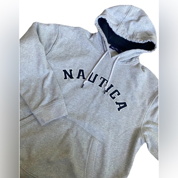 Nautica Other - Nautica Light Gray Pullover Hoodie with Navy Logo
